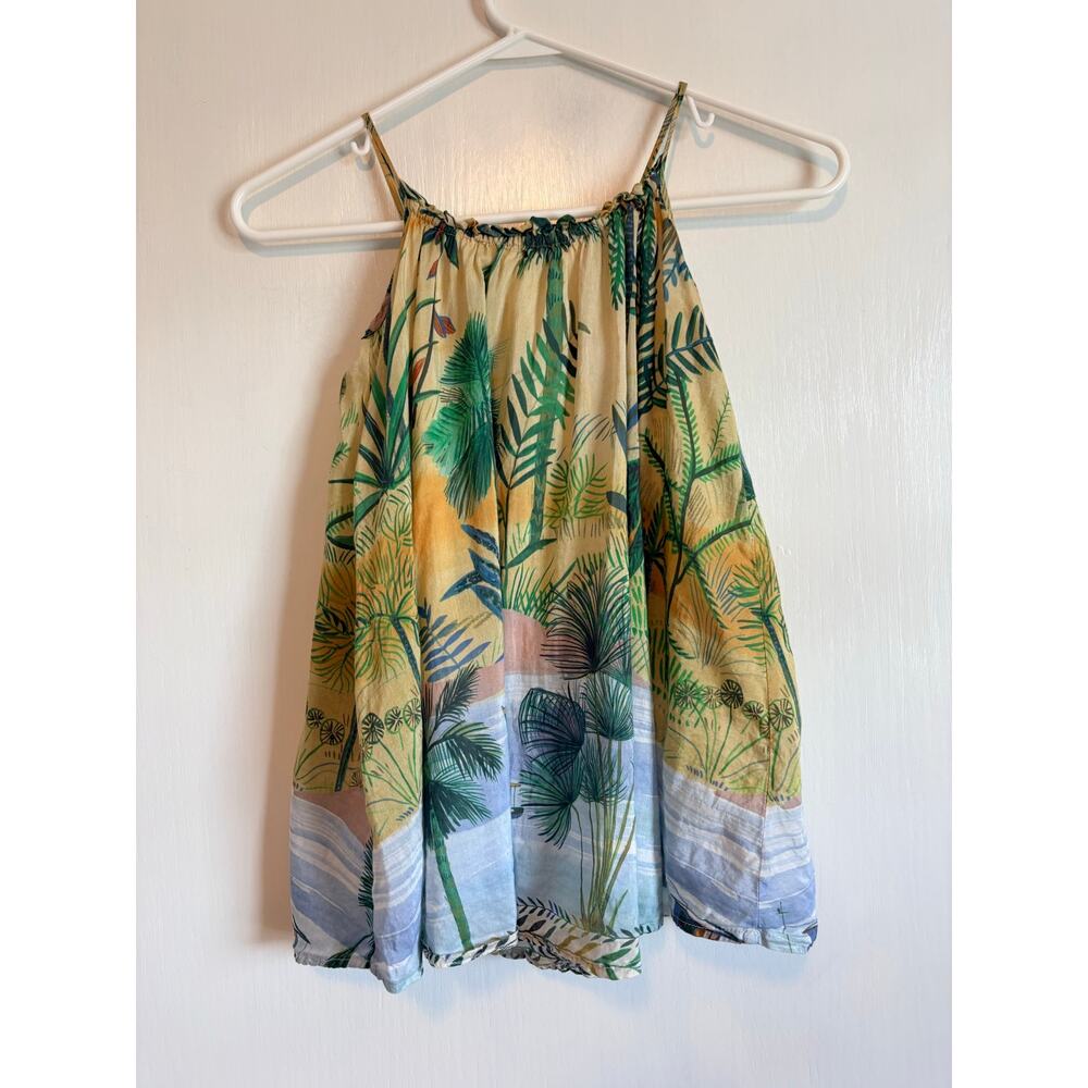 Fabula by FARM Rio Sleeveless Tropical Scarf Dress Silk Blend 4 Girls Resort - Picture 2 of 5